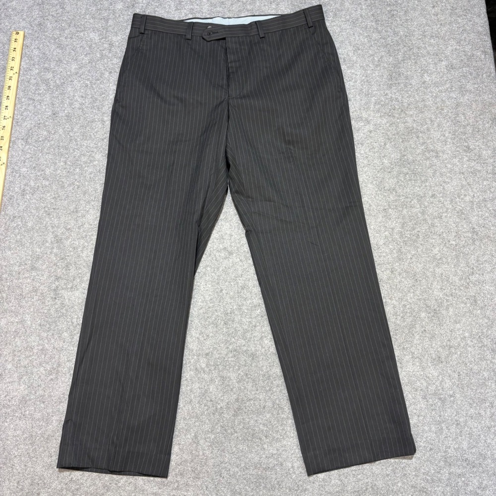 Chaps Slim Fit Mens Black Pinstripe Dress Pants 36x30 AIX0001